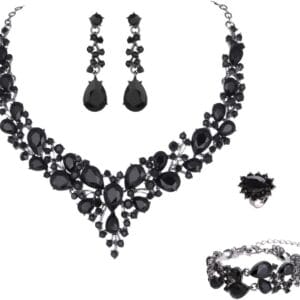 Molie Bridal Austrian Crystal Necklace and Earrings Jewelry Set Gifts fit with Wedding Dress