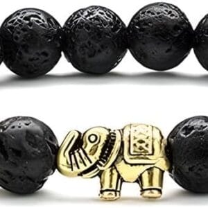 Natural Sone Elephant Bracelet - Handcrafted Charm Jewelry with Genuine Gemstones - Adjustable Unisex Bracelet for Good Luck and Protection - Unique for Elephant Lovers