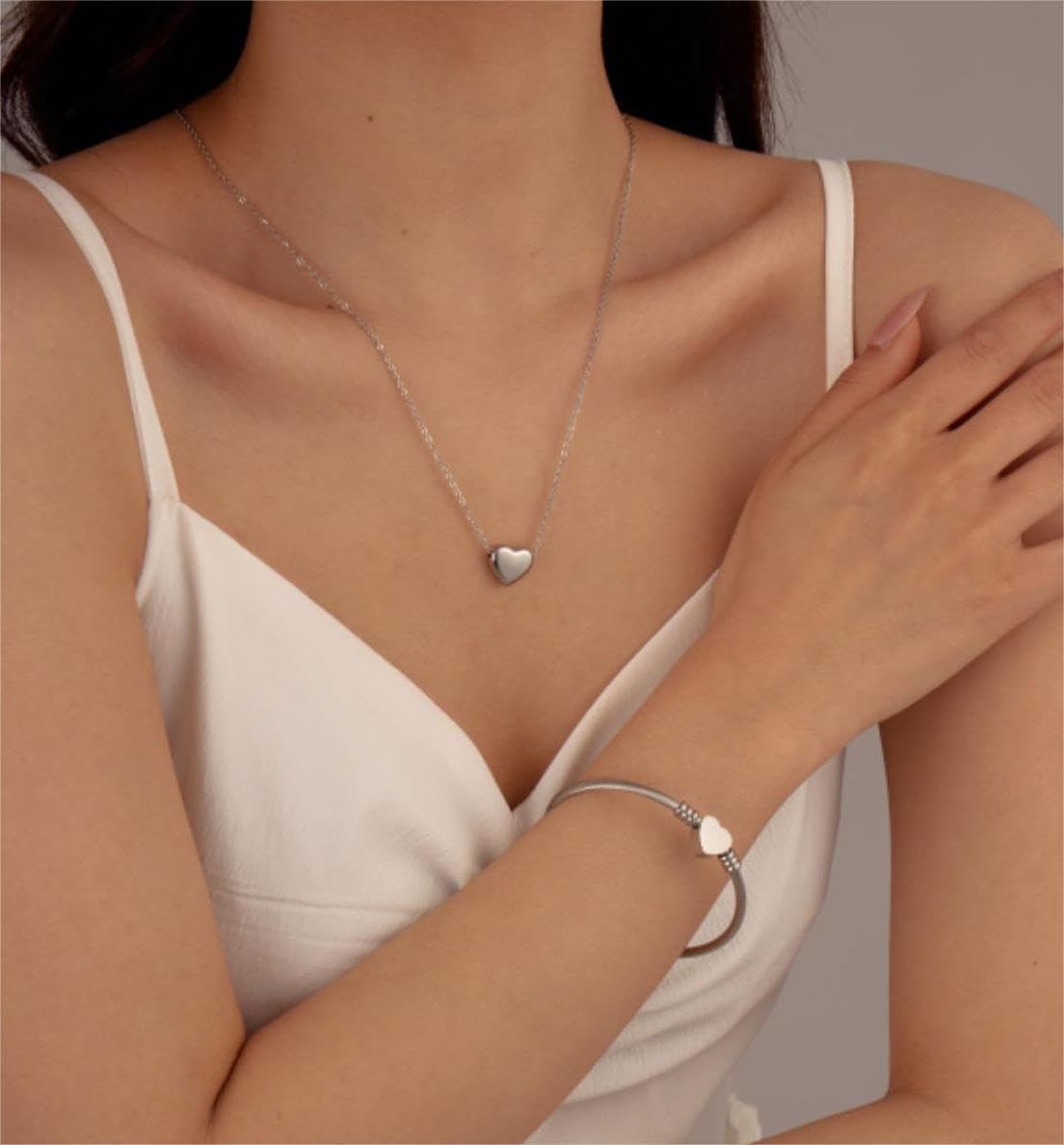 MYNENEY NIBASTAR Heart Name Necklace and Bracelet for Women Stainless Steel A-Z letters Initial Statement Jewelry Set for Mother's Day - Image 5