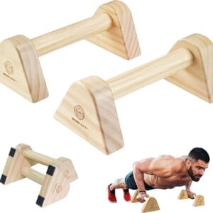 WOOD CITY 2 PCS Wood Push Up Bars Stands with Non-Slip Base, Supports Aerobics and Upper Body Strength Training for Men and Women, Joint-friendly Beech Wood Home Fitness Equipment