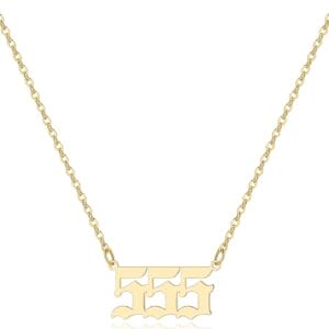 Angel Number Necklace For Women, 18K Gold Plated 000 111 222 333 444 555 666 777 888 999 Necklace Numerology Jewelry