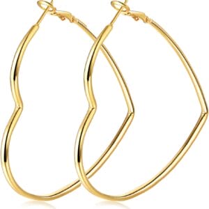 Hoop Earrings, Fashion Jewelry Statement Large Geometric Heart Hoop Earrings for Women Gift