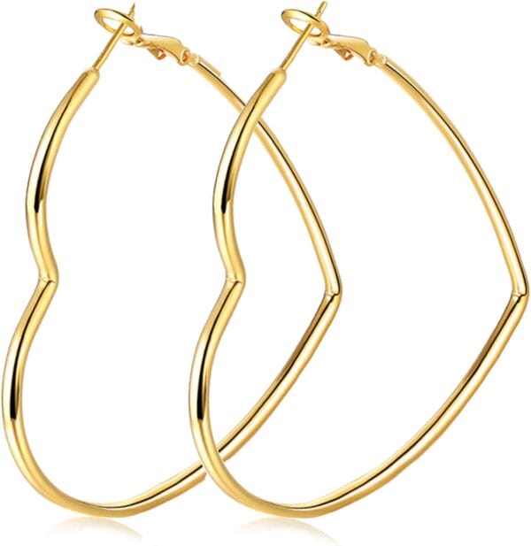 Hoop Earrings, Fashion Jewelry Statement Large Geometric Heart Hoop Earrings for Women Gift