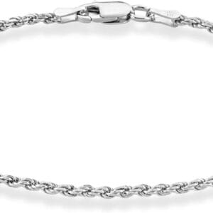 Miabella 925 Sterling Silver Italian 2mm, 3mm Diamond-Cut Braided Rope Chain Anklet Ankle Bracelet for Women, Made in Italy