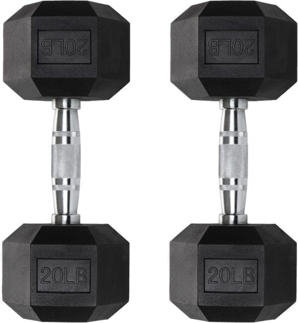 Iron Crush Hex Dumbbells - Heavy Duty PVC Coated Weights, Chrome-Plated Knurled Handles - Workout, Exercise, Lifting, Body Building Home Gym Training Gear - 3 Lb to 50Lb Options - Sold in Pairs