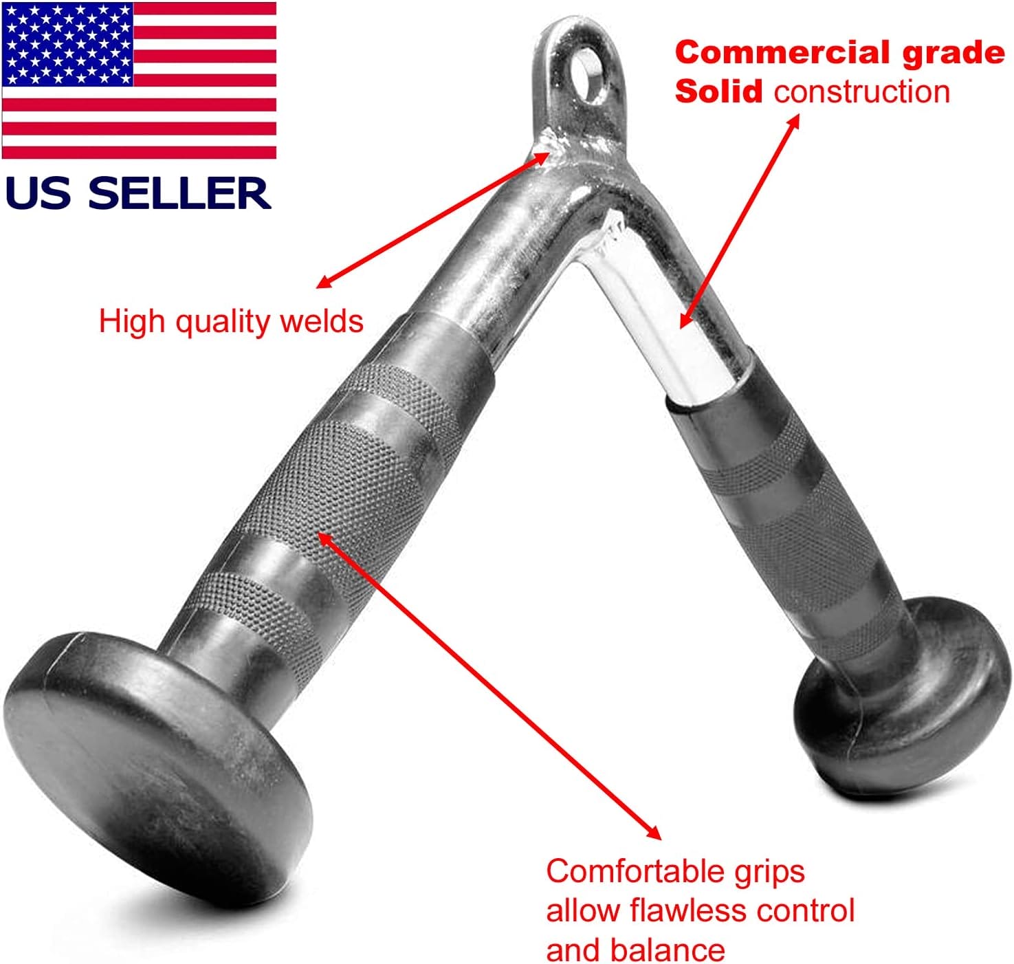 FITNESS MANIAC USA Tricep Press Push Down Bar V Handle Close Grip Cable Multi Gym Attachment Pro Tricep V-Bar with Rubber Handgrips - Image 2