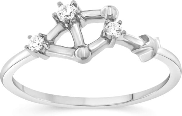 NATALIA DRAKE 1/10 Cttw Diamond Celestial Star Horoscope Astrology Diamond Zodiac Ring for Women in 925 Sterling Silver Color H-I/Clarity I1-I2