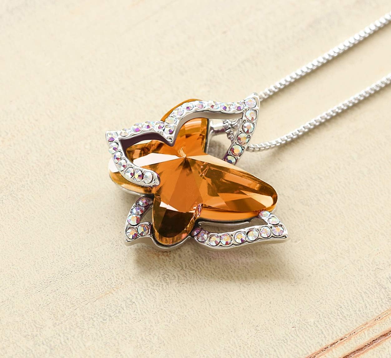 Butterfly Birthstone Crystal Necklace - Silver Tone with 18”+2” Chain - Necklace Mother’s Day Anniversary Birthday Christmas - Gifts for Women Girls Daughter - Image 3