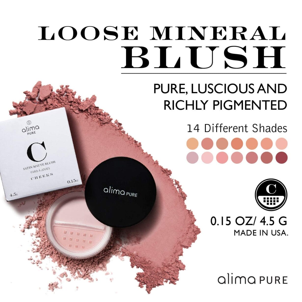 Alima Pure Loose Mineral Blush, Powder Blush Makeup, Cheek Tint Face Blushes with Satin Matte Finish, Pink Blush Makeup, Talc Free Blush, Natural Blush for cheeks Vegan Blush .15 oz/ 4.5 g - Image 2