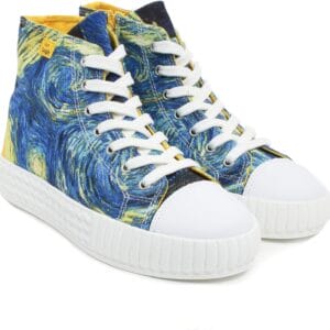 Women's High Top Platform Lace Up Canvas Van Gogh Shoes - Casual Fashion & Walking Sneakers | Famous Print Art