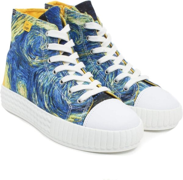 Women's High Top Platform Lace Up Canvas Van Gogh Shoes - Casual Fashion & Walking Sneakers | Famous Print Art