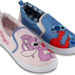 Disney Ladies Lilo and Stitch Shoes - Ladies Classic Lilo and Stitch Slip On Sneakers Lilo and Stitch Canvas Slip On Sneakers