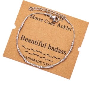 JoycuFF Morse Code 𝐀𝐧𝐤𝐥𝐞 𝐁𝐫𝐚𝐜𝐞𝐥𝐞𝐭𝐬 𝐟𝐨𝐫 𝐖𝐨𝐦𝐞𝐧 Adjustable Silver Gold Anklets for Women Unique Beach Jewelry Gifts for Her