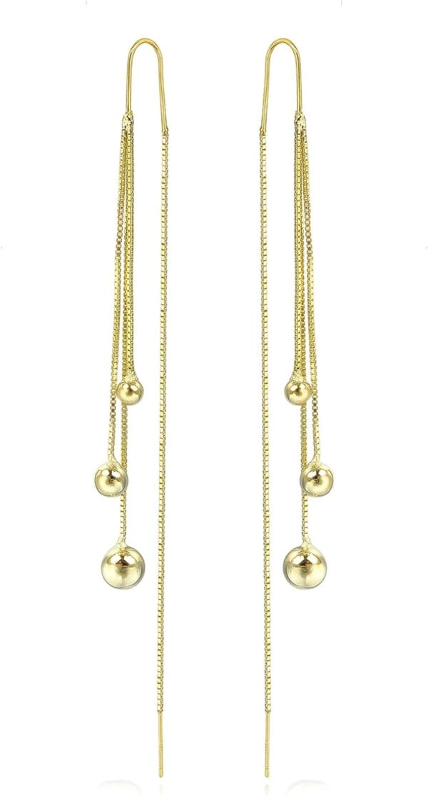 Gold Threader Dangle Earrings Long Tassel Earrings Wedding Prom Earrings for Women Bridal