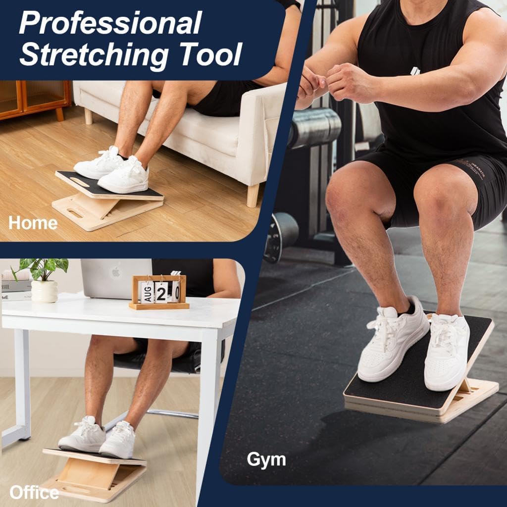Wooden Slant Board, 5 Position Adjustable Incline Board for Stretching, Calf & Hamstring Flexibility, Non-Slip Surface, Heavy-Duty Design for Home, Gym, Office, 400 lbs Capacity - Image 6