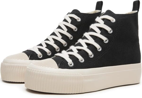 Adokoo Womens High Top Platform Canvas Sneaker Shoes,White Tennis Platform Shoes Classic Fashion Women Lace ups Sneakers