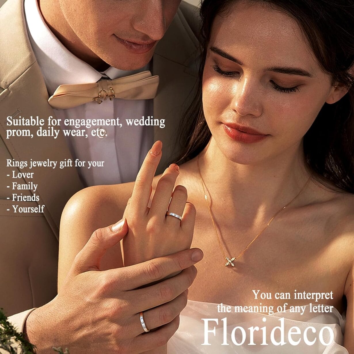 Florideco 925 Sterling Silver Initial Rings for Women Non Tarnish Dainty Stackable Letter Ring Simple Alphabet Thumb Knuckle Rings Trendy Statement Promise Wedding Bands Engagement Rings for Women - Image 4