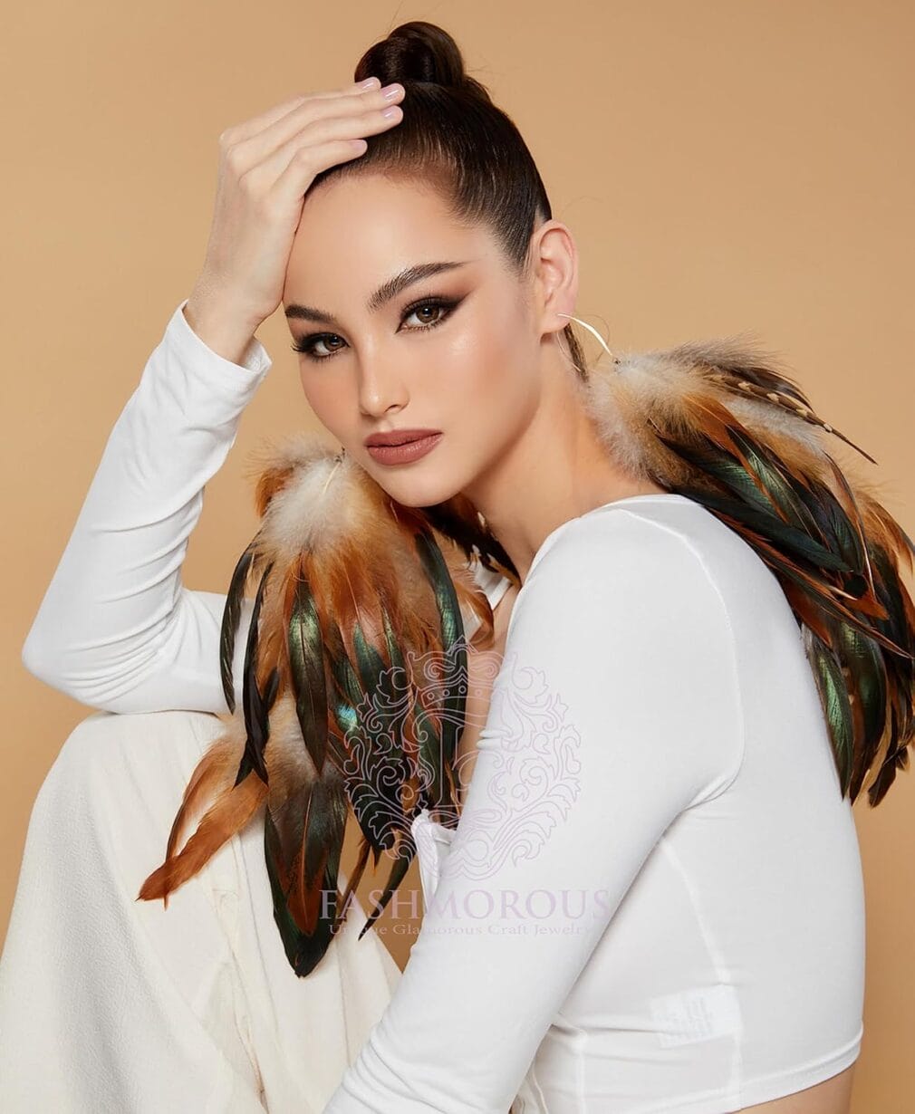 Dangle Earrings for Women Fashion Nature Feather Earrings for Women Fashion Feather Earrings with Leaf Shape Hook - Image 4