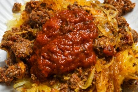 Spaghetti Squash with Meat Sauce ⋆ 100 Days of Real Food