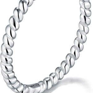 925 Sterling Silver Ring, BORUO Twisted Eternity Band Stackable Rings 2mm Size 4-12