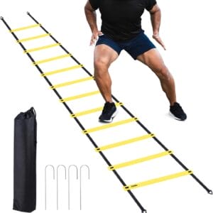 Ohuhu Agility Ladder Speed Training Set 12 Rung 20ft Exercise Ladders with Ground Stakes for Soccer Football Boxing Footwork Sports Fitness Training Ladder with Carry Bag