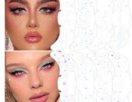 8Ps Face Glitter Speckles Patches, LaserSilver 8 styles Glitter Freckles Face Tattoo, Glow Up Makeup Patches, Cute Glitter Makeup Accessories for Women, Cosmetic Glitter for Face Gift