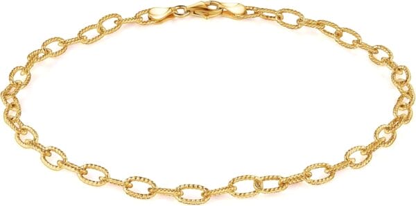 925 Sterling Silver 4.5mm Filo Chain Link Anklet - Available in Silver or Yellow