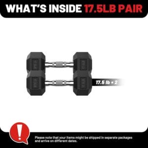 PAPABABE HEX Dumbbell Set, Rubber Encased Home Gym Dumbbells, Exercise & Fitness Weights Dumbbells for Women & Men, Hand Weight for Strength Training