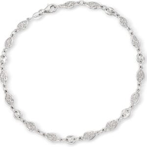Ross-Simons Sterling Silver Navette-Style Openwork Anklet. 10 inches