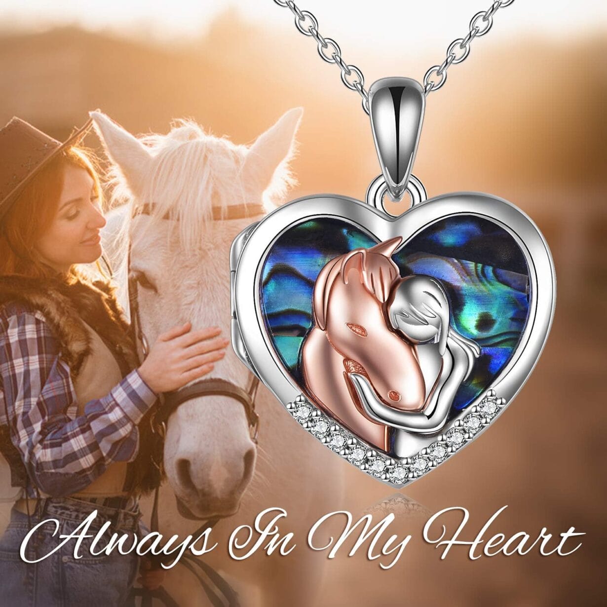 YFN Horse Pendant Necklace Jewelry 925 Sterling Silver Women Embrace Horse Gift For Women - Image 5