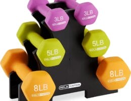 HolaHatha Neoprene Dumbbell Free Hand Weight Set with Rack, Ideal for Home Exercises to Gain Tone and Definition
