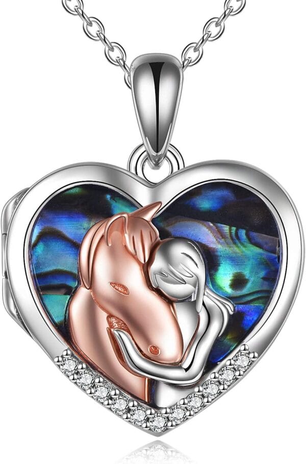 YFN Horse Pendant Necklace Jewelry 925 Sterling Silver Women Embrace Horse Gift For Women