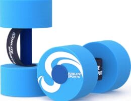 Sunlite Sports Water Weights Pool Exercise Dumbbells, Water Aerobic Equipment, High-Density EVA-Foam Dumbbell with Handle Strip, Aqua Therapy, Pool Fitness, Water Exercise, Set of 2