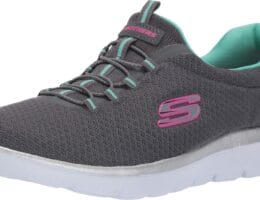Skechers Women’s Summits Sneaker, Charcoal/Green, 8