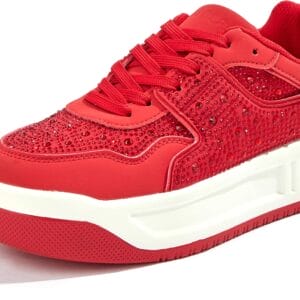 Niluber Women's Platform Sneakers Leather Low Top Tennis Shoes Lace Up Casual Walking Shoes