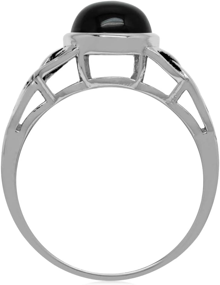 Silvershake 8MM Round Shape Gemstone Antique Finishing or Yellow Gold Plated 925 Sterling Silver Triquetra Celtic Knot Solitaire Ring Jewelry for Women - Image 4