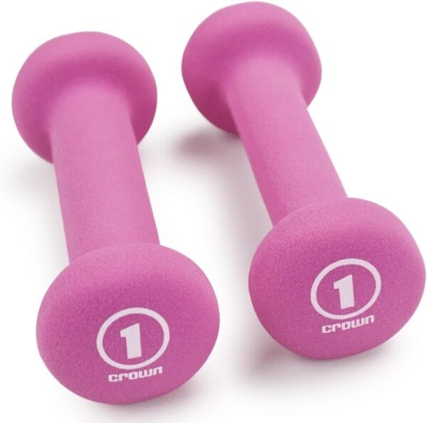 Crown Sporting Goods Set of 2 Body Sculpting Hand Weights - Soft Neoprene Coated Dumbbell Set - Supplies for Exercise, Workout, Weight Loss, Body Building - for Men, Women, Seniors, Teens, and Youth