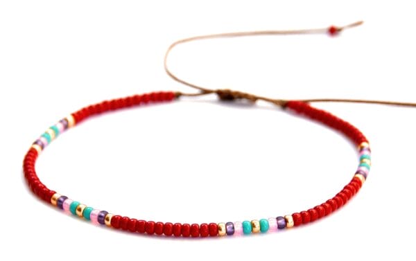 Beaded Anklet for Women, Boho Bohemian Native American Hippie Style, Unique Colorful Waterproof Beach Anklet, Handmade by Tribes