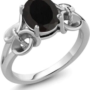 Gem Stone King 925 Sterling Silver Oval Gemstone Birthstone Engagement Ring | Oval 9X7MM | Wedding Anniversary Promise Ring For Women | Available in size 5, 6, 7, 8, 9