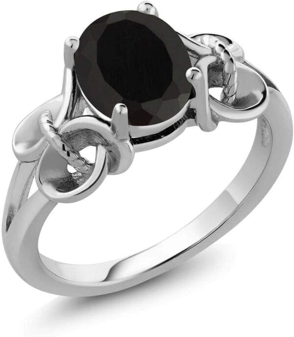 Gem Stone King 925 Sterling Silver Oval Gemstone Birthstone Engagement Ring | Oval 9X7MM | Wedding Anniversary Promise Ring For Women | Available in size 5, 6, 7, 8, 9