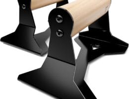 PULLUP & DIP Parallettes – Push Up Handles with Ergonomic Wooden Handles & Heavy-Duty Steel – Non-slip Parallettes Bars for Strength Training and Calisthenics – Press Up Handles for Push Ups
