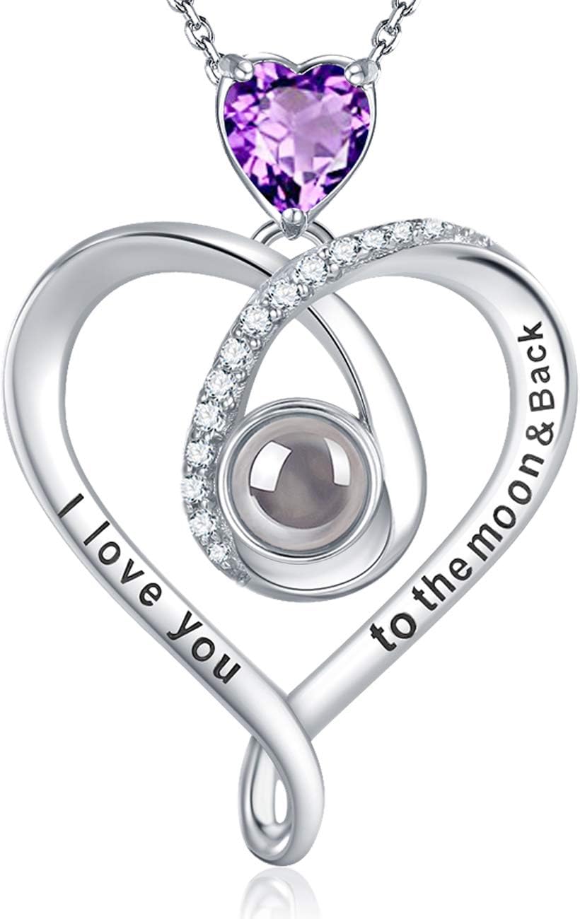 Mothers Day Jewelry Birthday Gifts for Her May Birthstones Emerald Ruby Pearl Jewelry I Love You Necklace 100 Languages to the Moon and Back Necklace 925 Sterling Silver