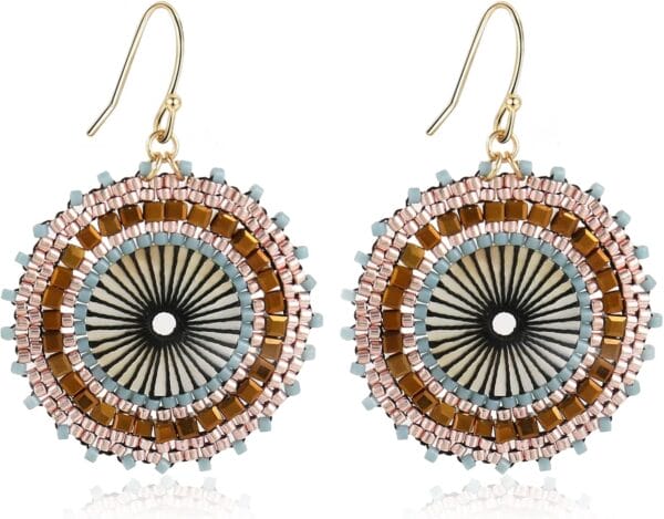 Colorful Bead Earrings For Women Summer Beach Handmade Bead Earrings Bohemia Hoop Dangle Earring For women