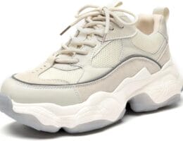BEAU TODAY Chunky Sneakers for Women, Womens Fashion Sneakers, Lace Up Platform Comfortable Leather Casual Dad Shoes