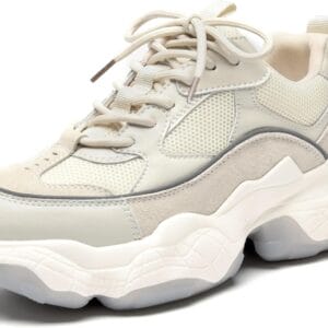 BEAU TODAY Chunky Sneakers for Women, Womens Fashion Sneakers, Lace Up Platform Comfortable Leather Casual Dad Shoes