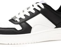 LUCKY STEP Women Fashion Sparkle Rhinestone Sneakers White Leather Low Top Tennis Shoes Lace Up Casual Comfortable Walking Shoe