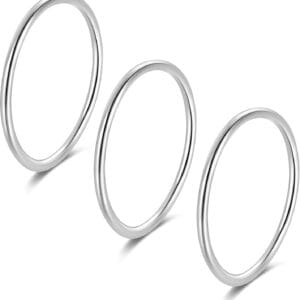 925 Sterling Silver Knuckle Rings for Women Minimalist Thin Stacking Rings Set 3PCS Midi Pinky Ring Size 2.5-8.5