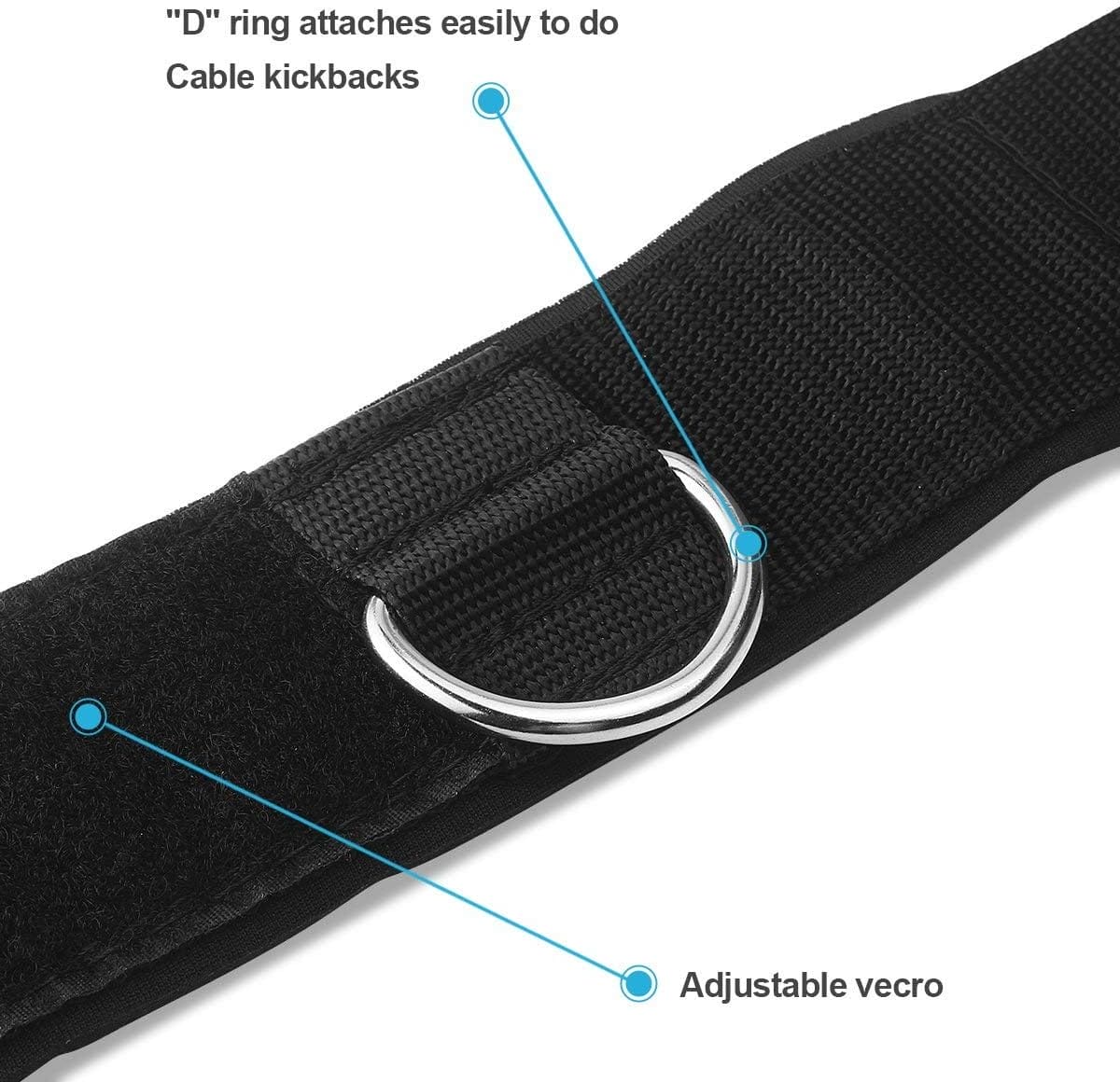 Ankle Straps Neoprene Padded Fitness Wrist Cuffs with D Ring High Strength Exercises Gym Pulley Strap for Cable Machines (Black 2 Pack) - Image 4