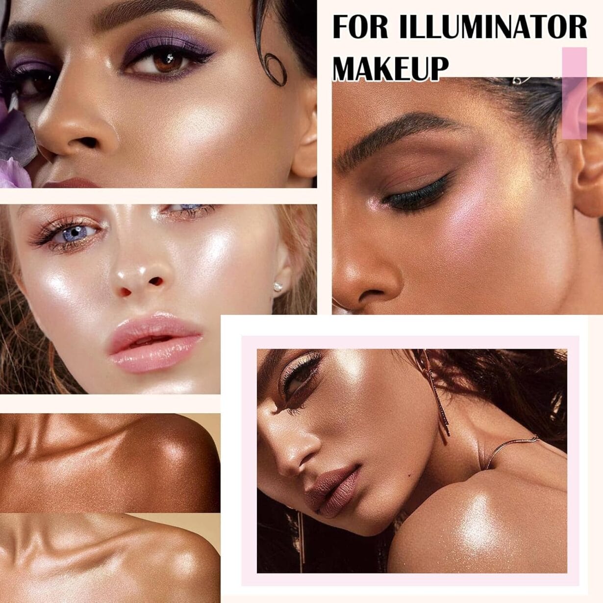 Highlighter Makeup Palette Shimmer Contour Palette Powder for Brighten Face Contour Gold Cheek Highlight Makeup,Long Lasting Highlighter Powder with Mirror for Illuminator Makeup(CHAMPAGNE GOLD) - Image 6