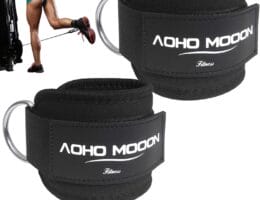 Comfortable Adjustable Padded Ankle Wrist Cuffs Neoprene Padded Straps D-Ring Glute Kickback for Cable Machine, Ideal for Glutes Exercises